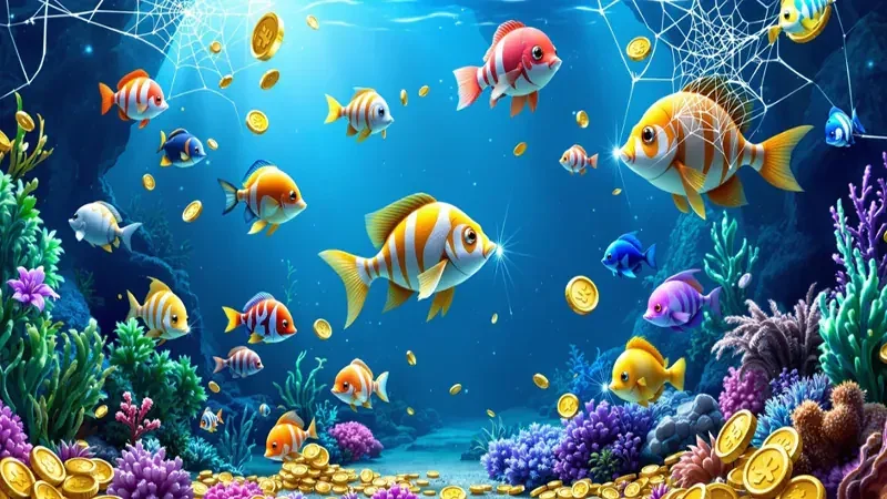 Tampilan permainan tembak ikan bertema bawah laut di RSNVIP