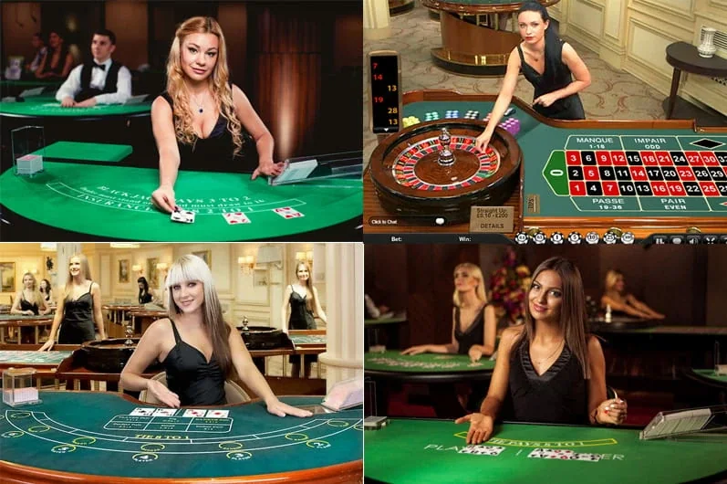 Suasana meja permainan live dengan tampilan dealer